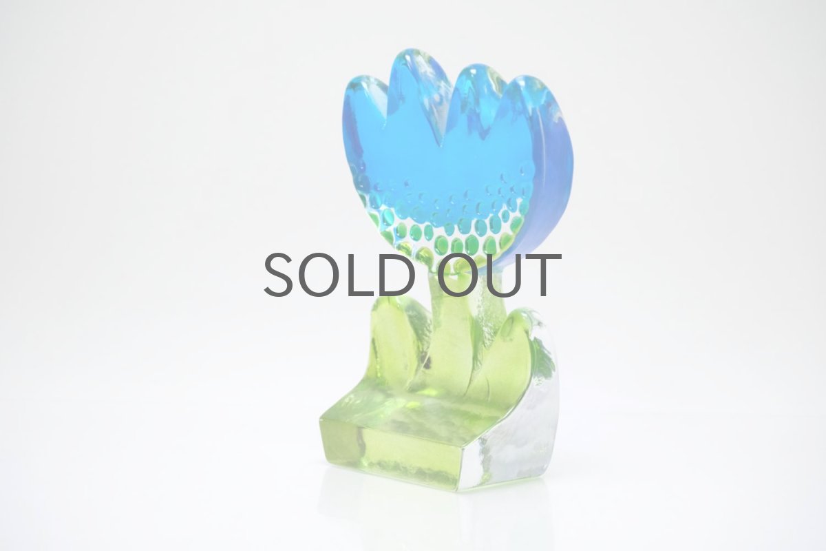 画像5: スウェーデン/Sea Glasbruk製/チューリップのガラスオブジェ/ブルー✕グリーン (5)