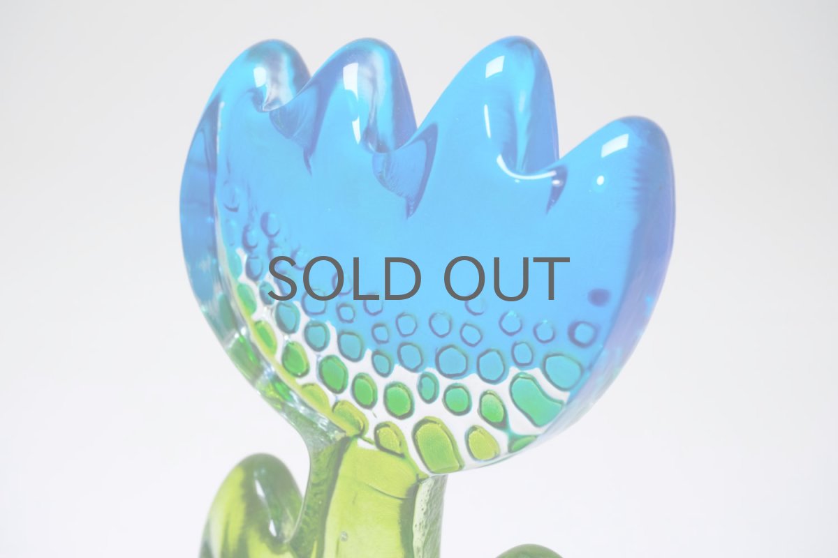 画像3: スウェーデン/Sea Glasbruk製/チューリップのガラスオブジェ/ブルー✕グリーン (3)