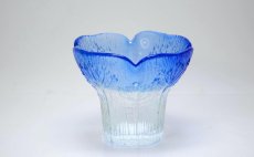 画像1: ビンテージ北欧ガラス/フィンランド/Mantsalan Lasisepat/シャク/ブルー＆クリア/花瓶/キャンドルホルダー/Lサイズ (1)