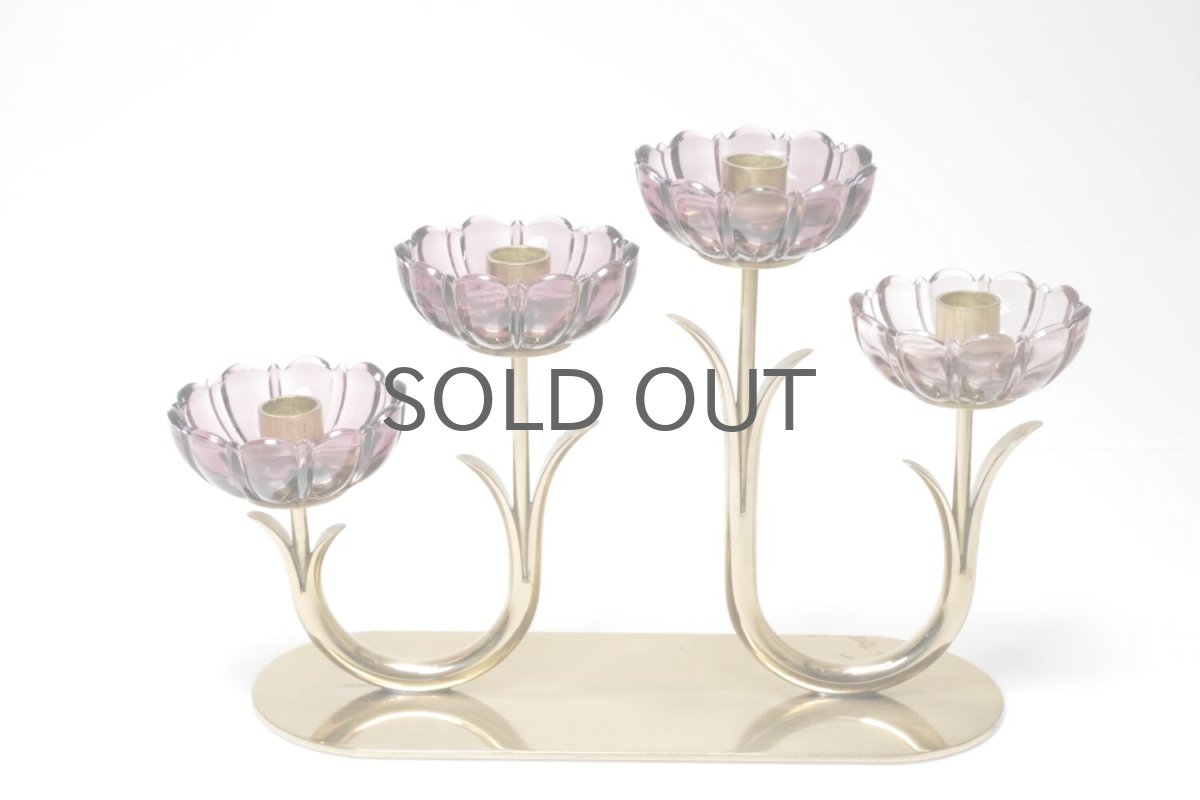 画像2: スウェーデン/Gunnar Ander/グンナー アンデル/キャンドルスタンド/パープル花4連 (2)