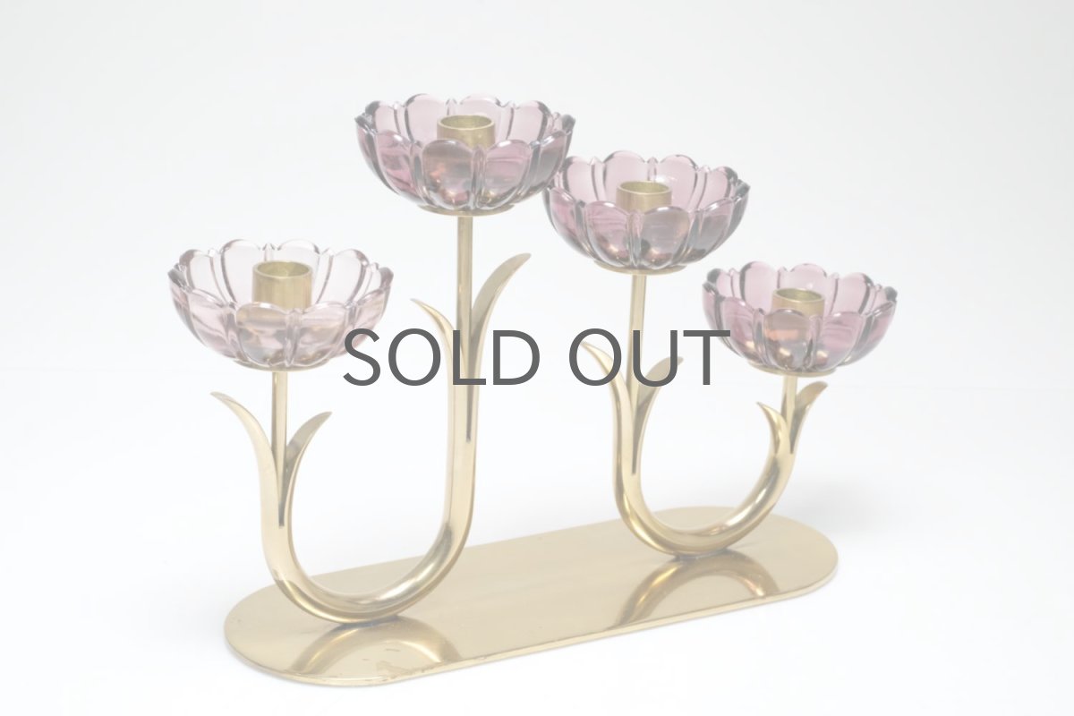 画像5: スウェーデン/Gunnar Ander/グンナー アンデル/キャンドルスタンド/パープル花4連 (5)