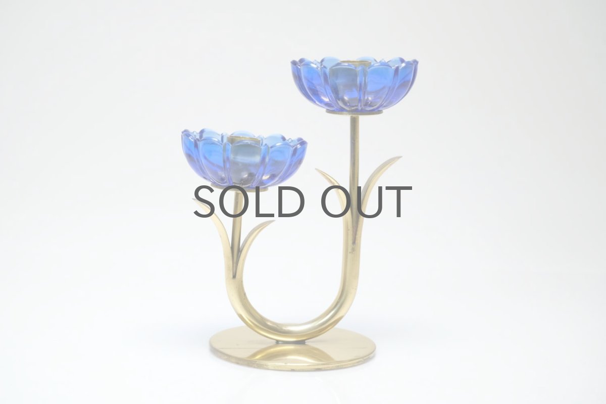 画像4: スウェーデン/Gunnar Ander/グンナー アンデル/キャンドルスタンド/ブルー花2連 (4)