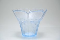 画像1: ビンテージ北欧ガラス/フィンランド/Mantsalan Lasisepat/クロッカス/レカカラー水色/花瓶/キャンドルホルダー/Lサイズ (1)