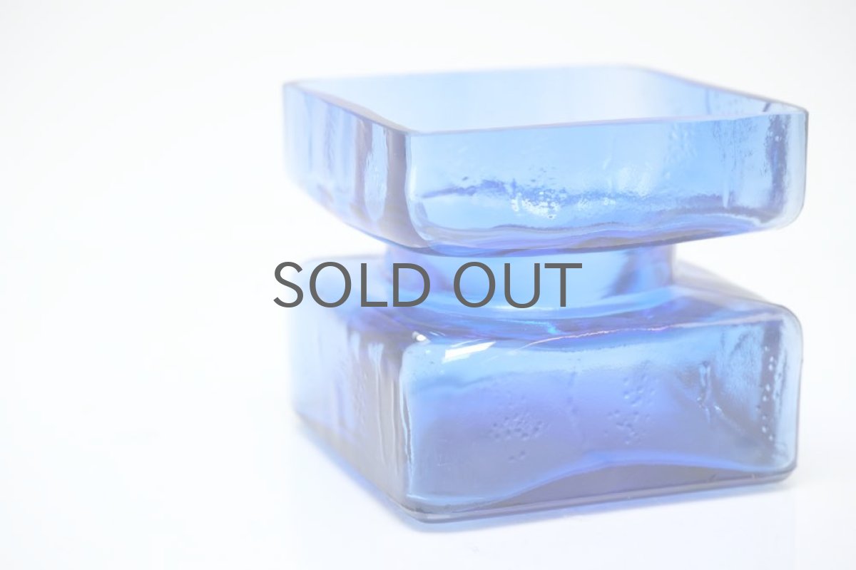 画像7: ビンテージ北欧雑貨/Riihimaen Lasi /リーヒマエン・ラシ/Pala/パラ/花瓶/ブルー/Mサイズ (7)