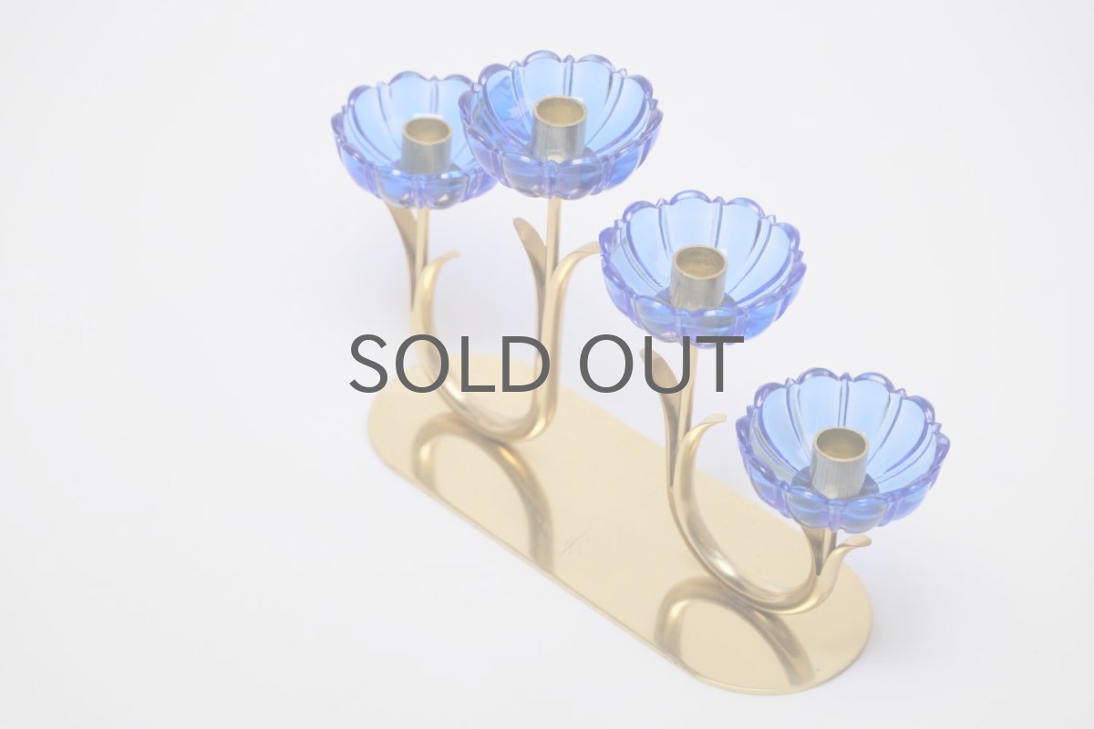 画像4: スウェーデン/Gunnar Ander/グンナー アンデル/キャンドルスタンド/ブルー花4連 (4)