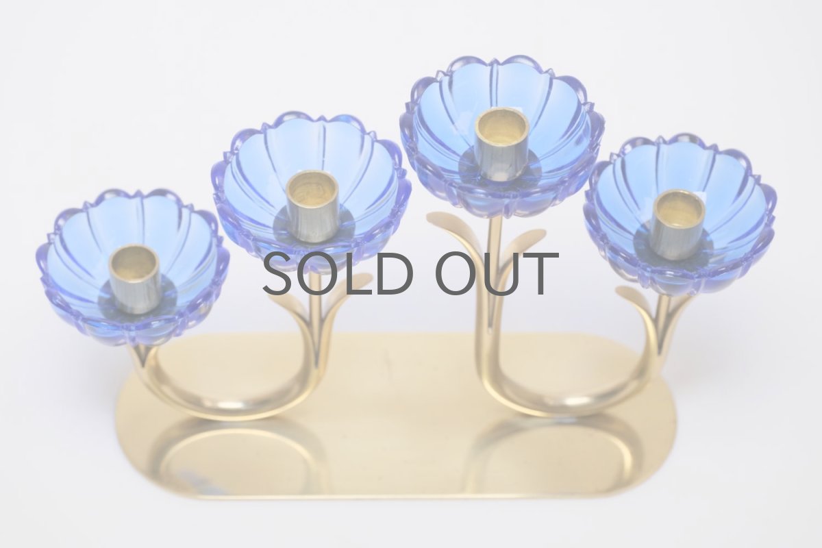 画像3: スウェーデン/Gunnar Ander/グンナー アンデル/キャンドルスタンド/ブルー花4連 (3)