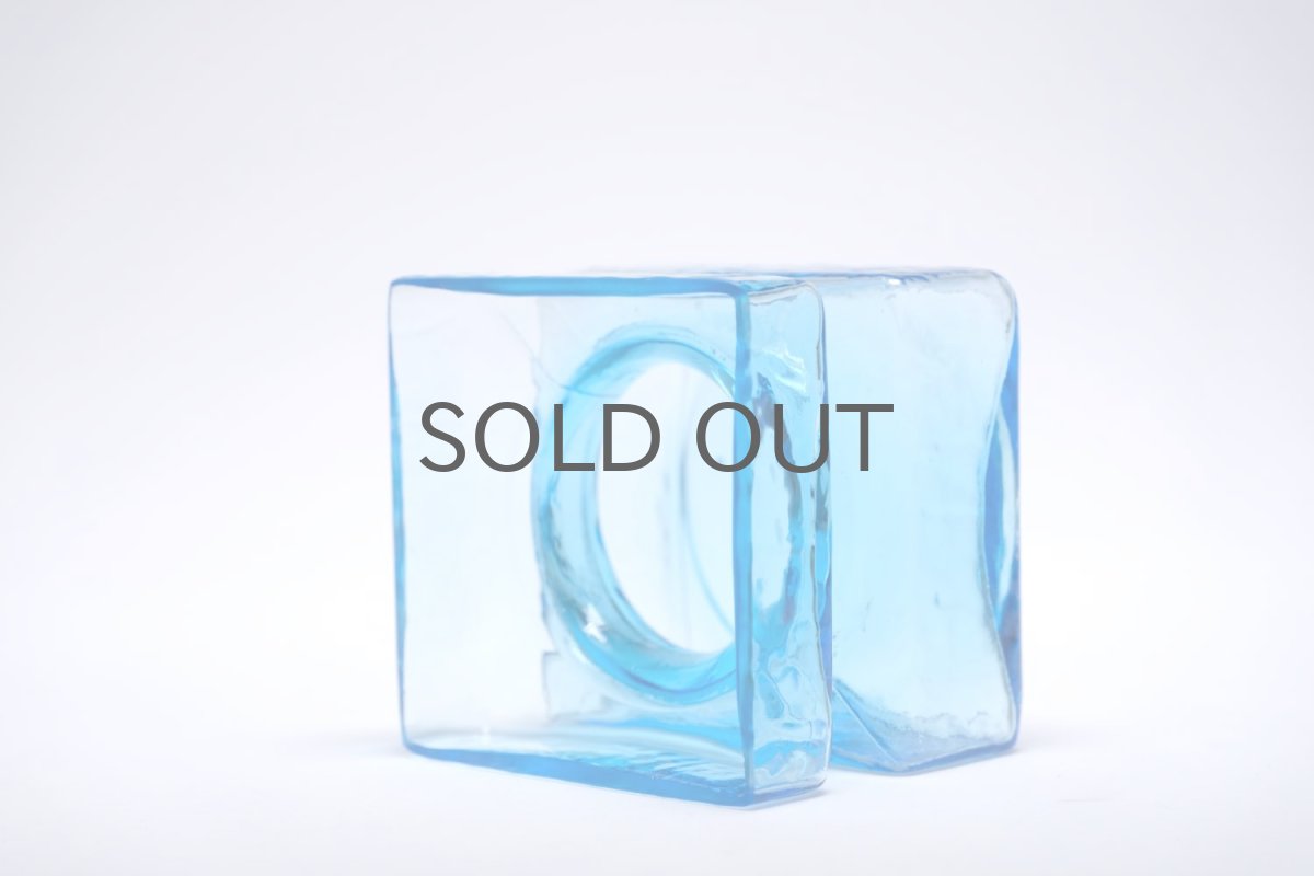 画像4: ビンテージ北欧雑貨/Riihimaen Lasi /リーヒマエン・ラシ/Pala/パラ/花瓶/ライトブルー/Mサイズ (4)