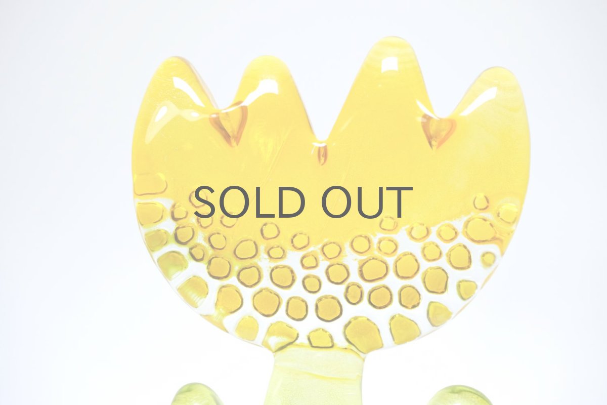 画像2: スウェーデン/Sea Glasbruk製/チューリップのガラスオブジェ/イエロー✕グリーン (2)