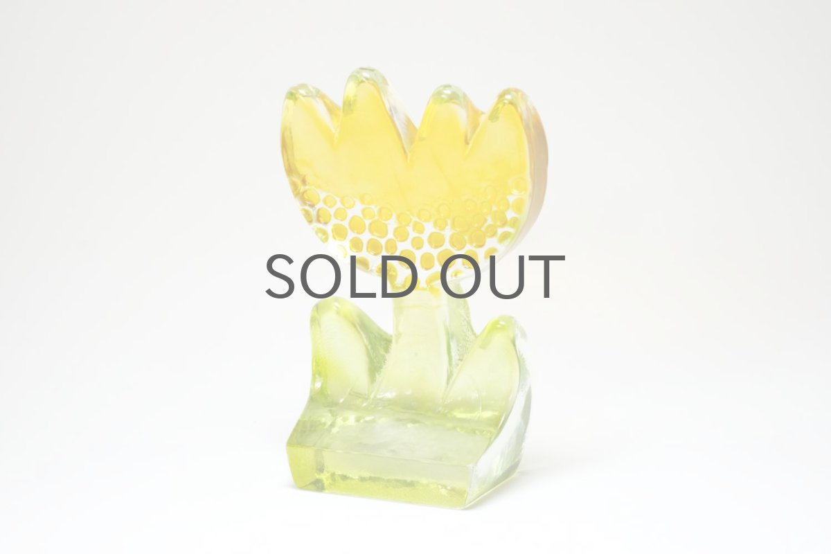 画像7: スウェーデン/Sea Glasbruk製/チューリップのガラスオブジェ/イエロー✕グリーン (7)