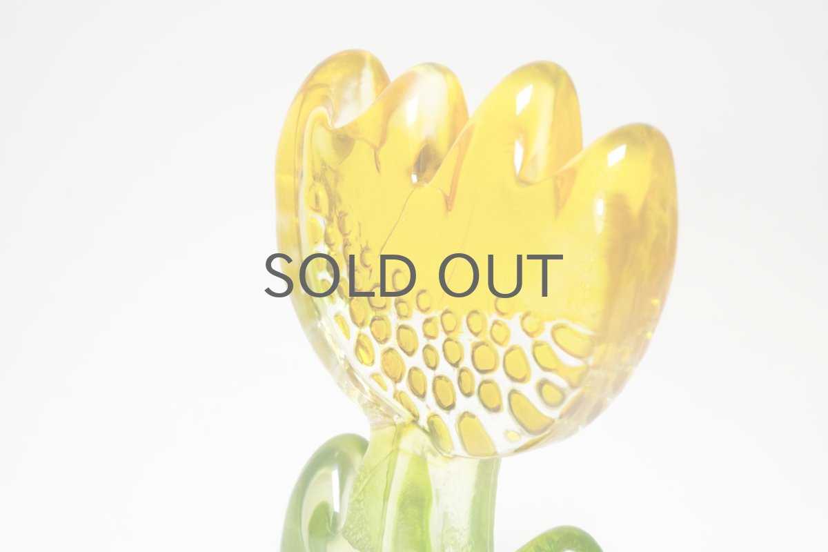 画像3: スウェーデン/Sea Glasbruk製/チューリップのガラスオブジェ/イエロー✕グリーン (3)