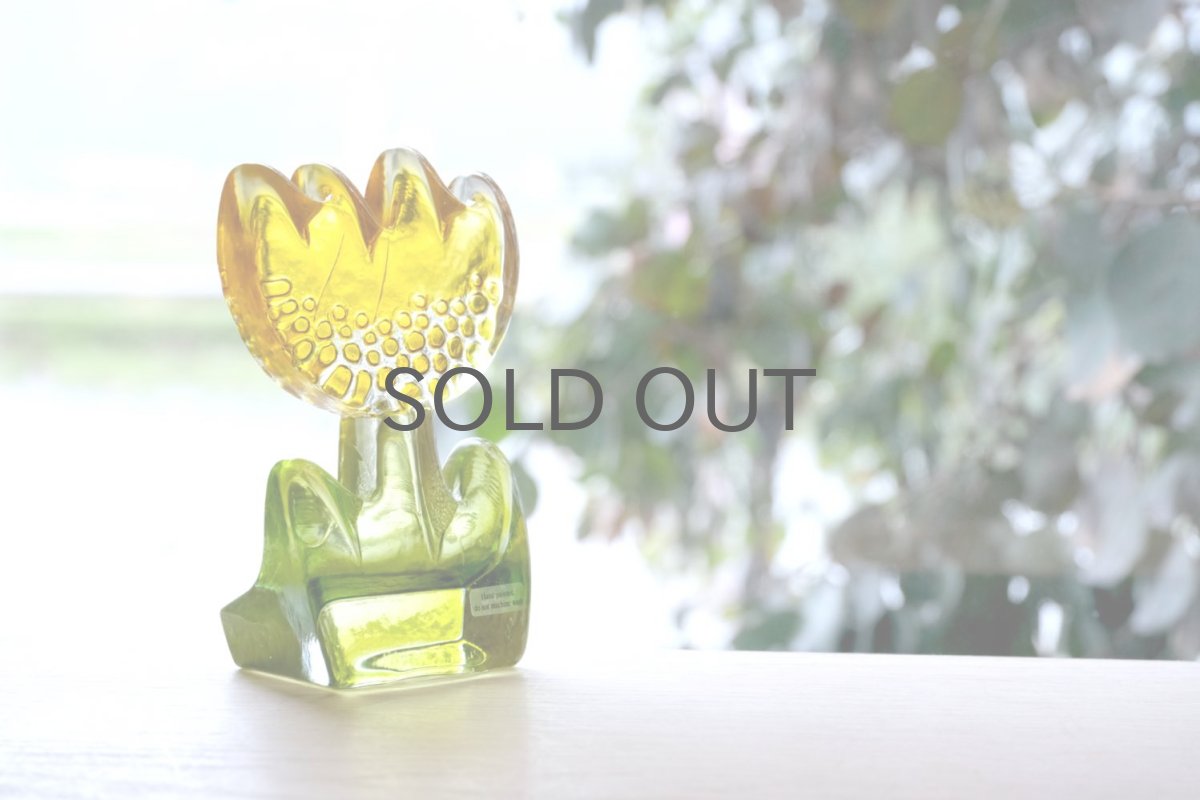 画像11: スウェーデン/Sea Glasbruk製/チューリップのガラスオブジェ/イエロー✕グリーン (11)