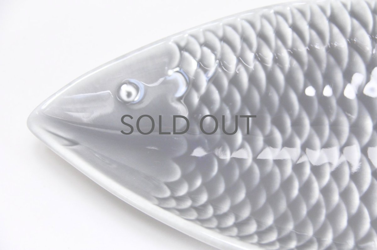 画像2: 北欧ビンテージ/Gustavsberg/グスタフスベリ/スティグ・リンドベリ/魚プレート/グレー/Lサイズ (2)