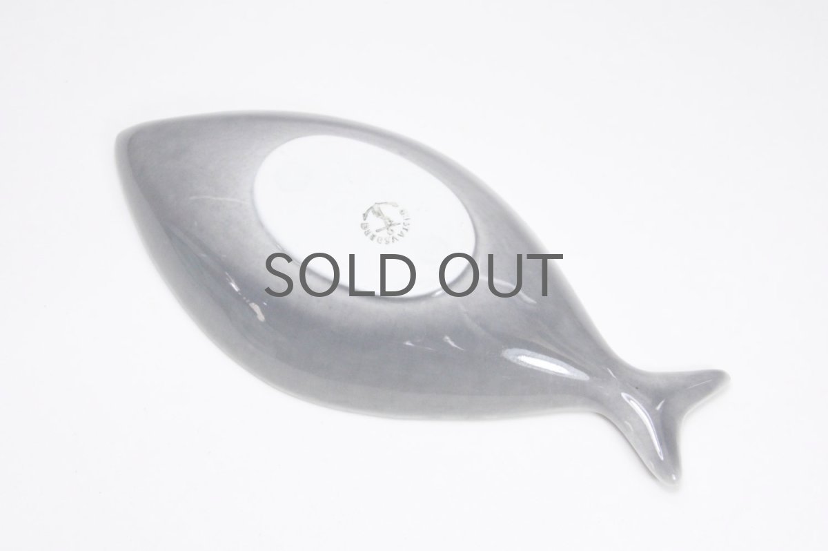 画像5: 北欧ビンテージ/Gustavsberg/グスタフスベリ/スティグ・リンドベリ/魚プレート/グレー/Sサイズ/超レア (5)