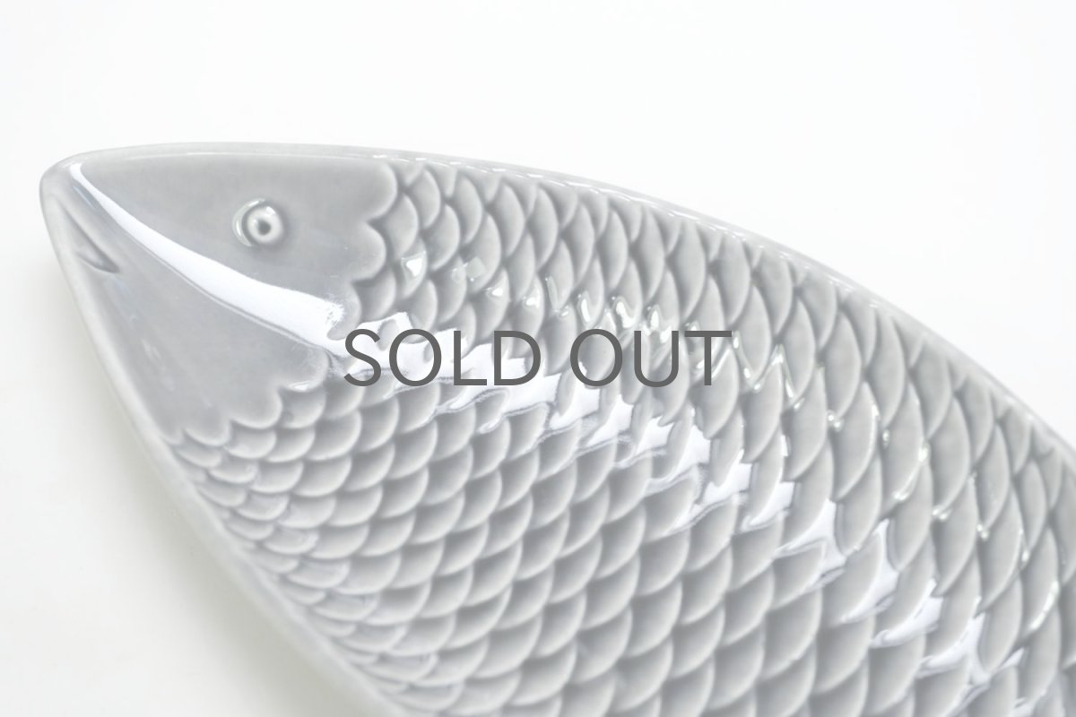 画像2: 北欧ビンテージ/Gustavsberg/グスタフスベリ/スティグ・リンドベリ/魚プレート/グレー/Lサイズ (2)