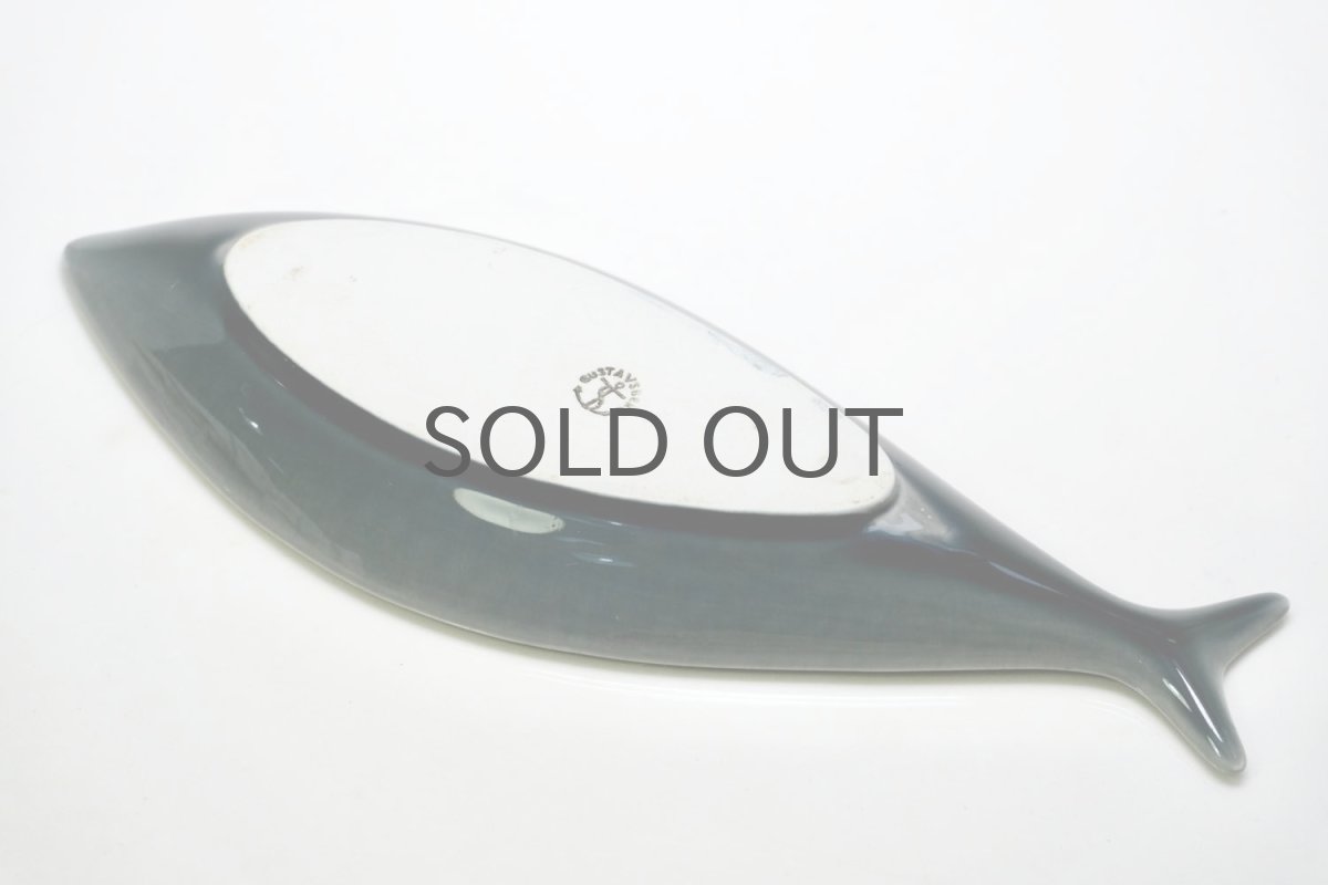 画像5: 北欧ビンテージ/Gustavsberg/グスタフスベリ/スティグ・リンドベリ/魚プレート/グレー/Lサイズ (5)