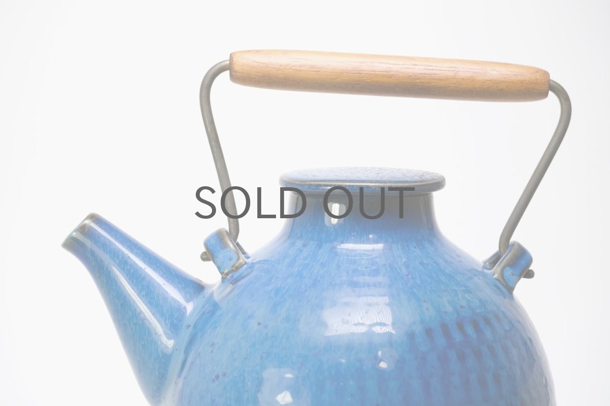 画像5: Gustavsberg/グスタフスベリ/Stig Lindberg /スティグ・リンドベリ/アトリエ制作/ブルーティーポット/チークハンドル (5)