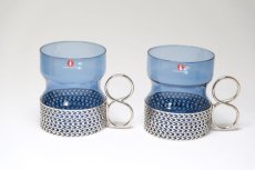 画像1: 北欧ビンテージ/iittala/イッタラ/TSAIKKA/ブルー＆シルバーホルダー/スッテカー付き (1)