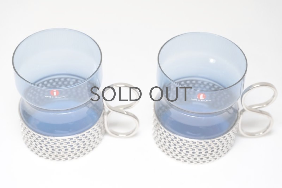 画像2: 北欧ビンテージ/iittala/イッタラ/TSAIKKA/ブルー＆シルバーホルダー/スッテカー付き (2)