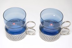 画像2: 北欧ビンテージ/iittala/イッタラ/TSAIKKA/ブルー＆シルバーホルダー/スッテカー付き (2)