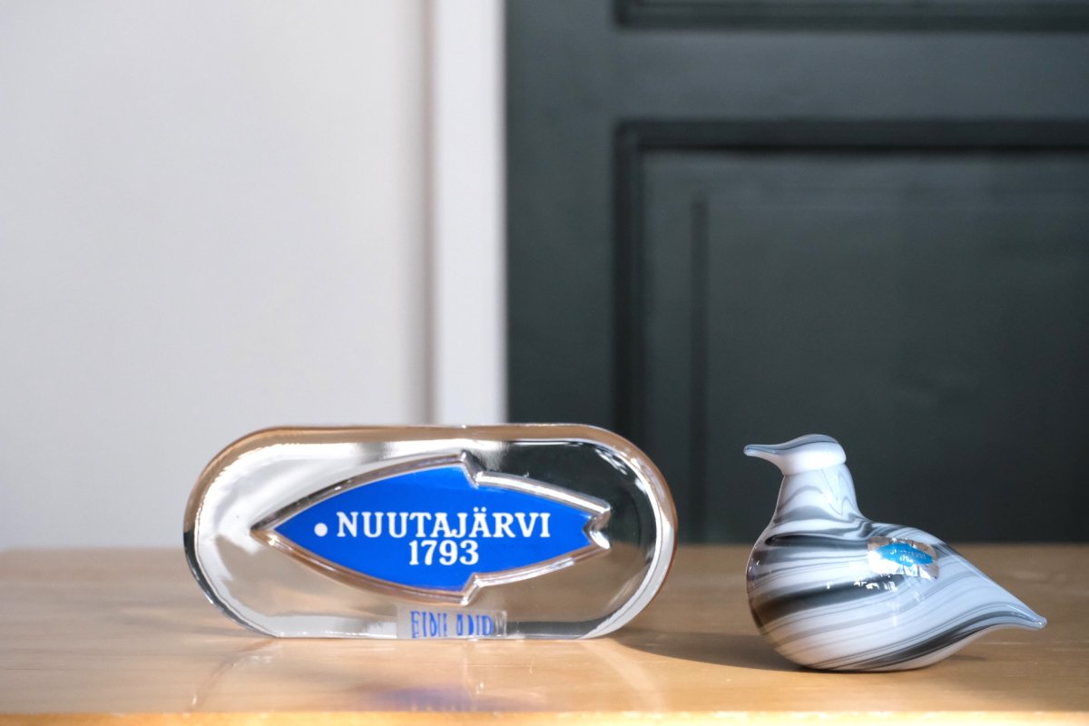 画像7: ビンテージ北欧雑貨/Nuutajarvi/ヌータヤルヴィ/ブランドロゴ/ブランドサイン/アドバタイジメント/ブルー (7)