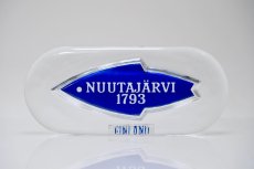 画像1: ビンテージ北欧雑貨/Nuutajarvi/ヌータヤルヴィ/ブランドロゴ/ブランドサイン/ブルー (1)