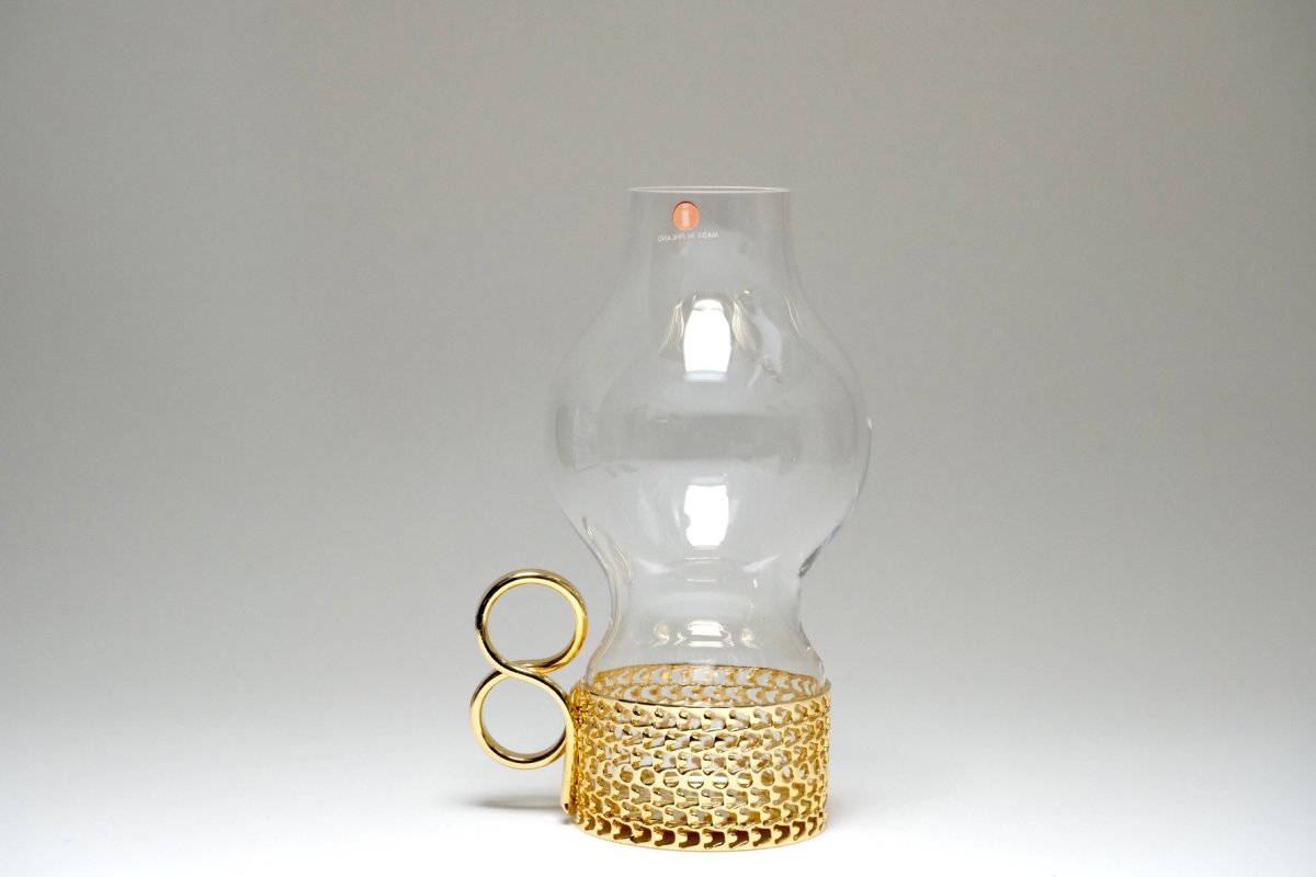 画像3: iittala/イッタラ/24Karaatti/24キャラット/ゴールドホルダー&クリアガラス/TSAIKKA/ツァイッカ/ランタン/キャンドルホルダー/Sサイズ/箱付き (3)