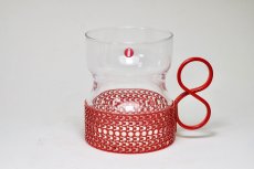 画像1: 北欧ビンテージ/iittala/イッタラ/TSAIKKA/ツァイッカ/クリア&レッドホルダー/レアレッド (1)