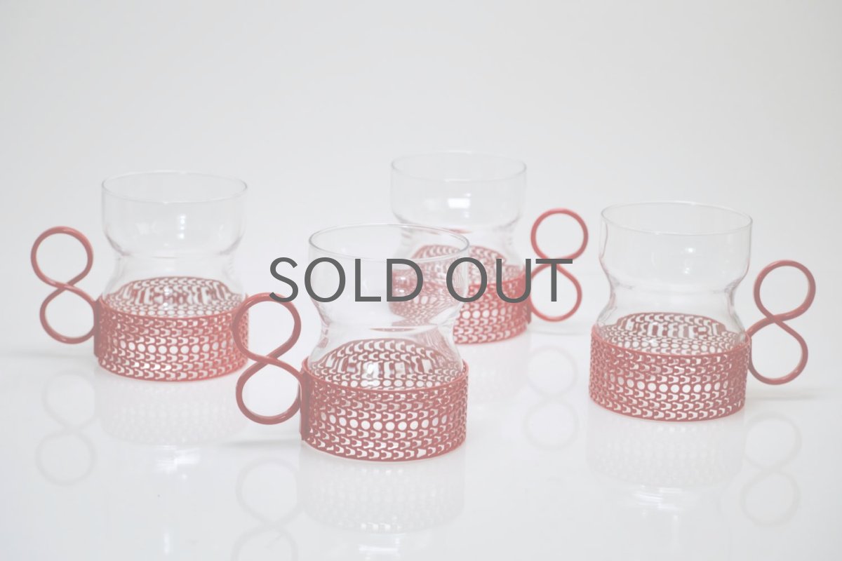 画像1: 北欧ビンテージ/iittala/イッタラ/TSAIKKA/ツァイッカ/クリア&レッドホルダー/レアレッド (1)