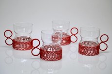 画像1: 北欧ビンテージ/iittala/イッタラ/TSAIKKA/ツァイッカ/クリア&レッドホルダー/レアレッド (1)