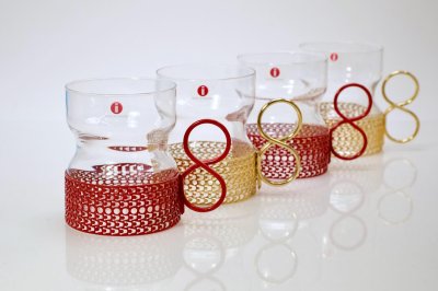 画像1: 北欧ビンテージ/iittala/イッタラ/TSAIKKA/ツァイッカ/クリア&レッドホルダー/レアレッド/No.2