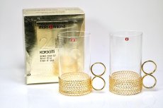 画像1: iittala/イッタラ/24Karaatti/24キャラット/ゴールドホルダー&クリアガラス/TSAIKKA/ツァイッカ/オリジナルBOX/ロンググラス2個セット/No.1 (1)