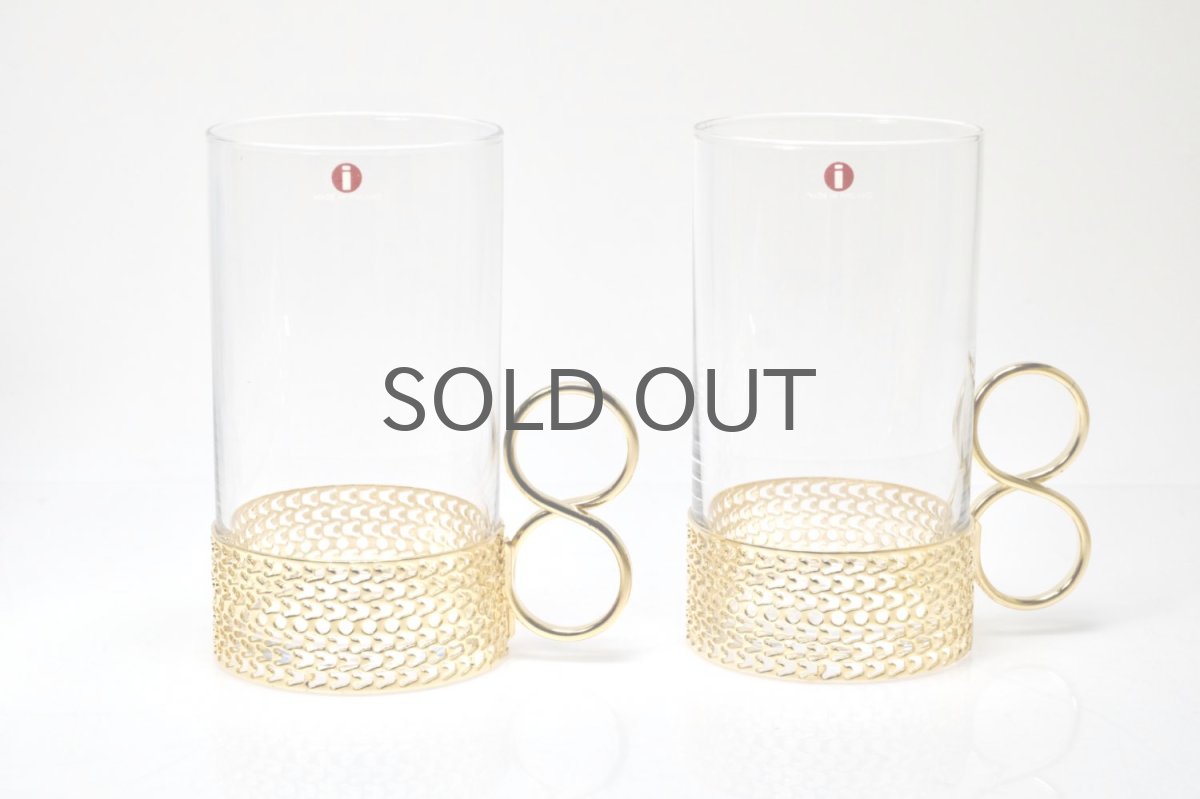 画像2: iittala/イッタラ/24Karaatti/24キャラット/ゴールドホルダー&クリアガラス/TSAIKKA/ツァイッカ/オリジナルBOX/ロンググラス2個セット/No.2 (2)