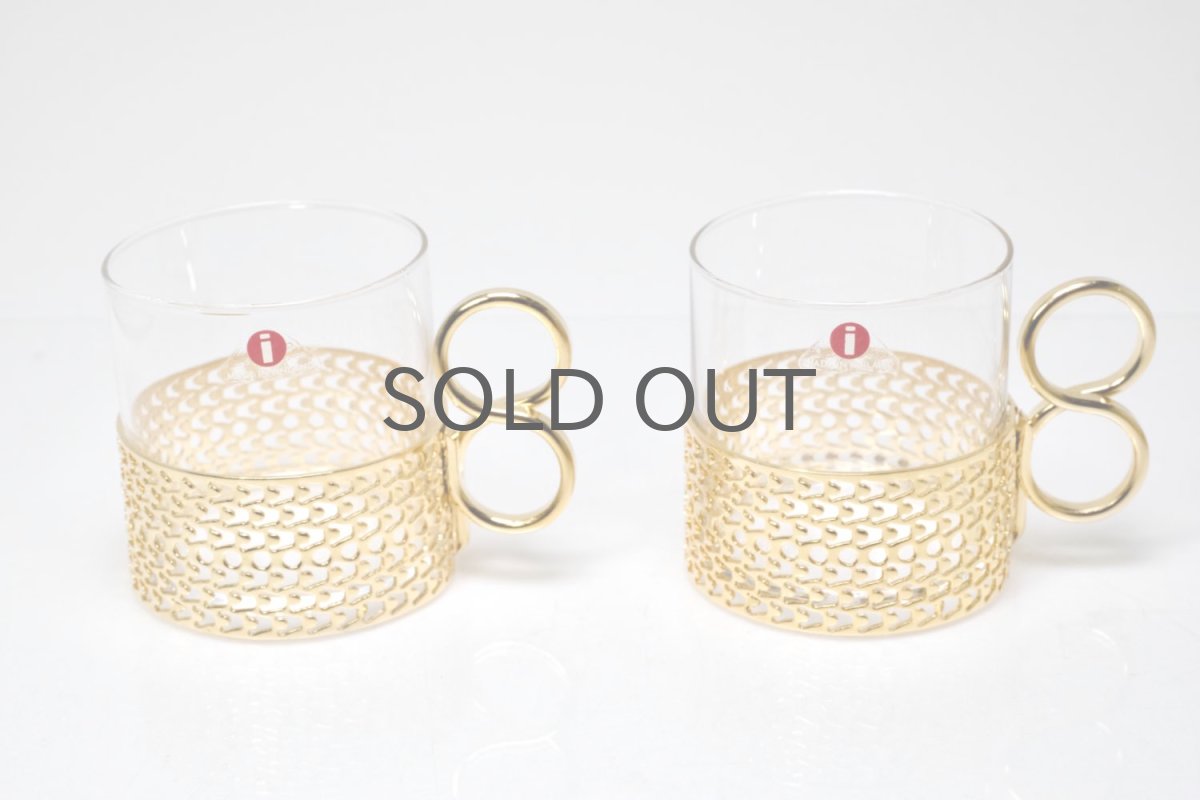 画像2: iittala/イッタラ/24Karaatti/24キャラット/ゴールドホルダー&クリアガラス/TSAIKKA/ツァイッカ/オリジナルBOX/グロックグラス2個セット (2)