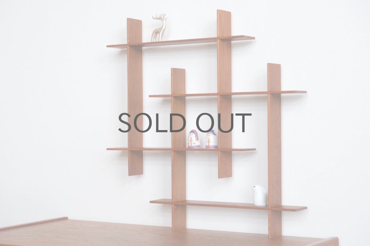 画像3: 北欧ビンテージインテリア雑貨/チーク/壁掛け飾り棚/スクエアー  (3)