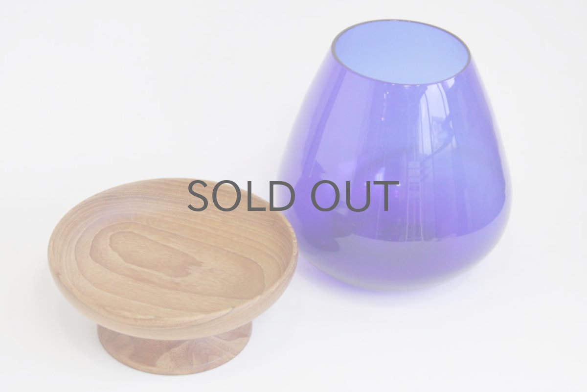 画像3: スウェーデン ブルーガラス×チークのキャンドルホルダー (3)