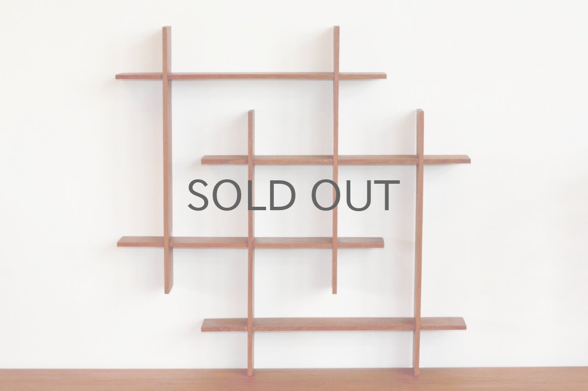 画像3: 北欧ビンテージインテリア雑貨/チーク/壁掛け飾り棚/スクエアー  (3)