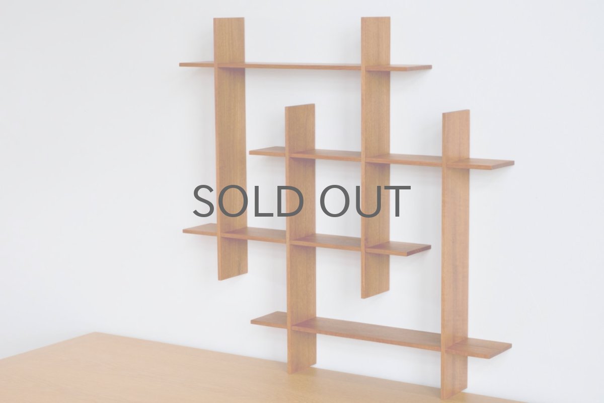 画像2: 北欧インテリア/チーク/壁掛け飾り棚 スクエアー /新品  (2)