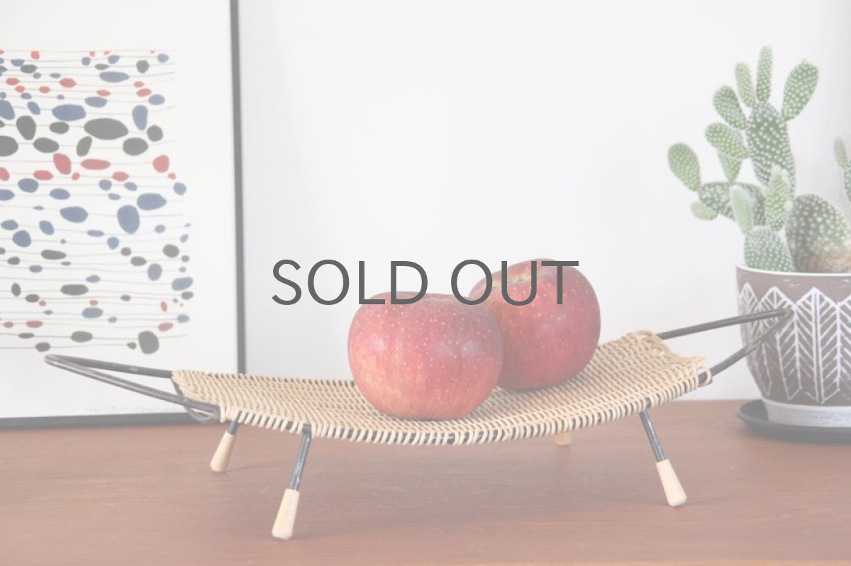 画像7: 北欧ビンテージインテリア雑貨/トレイバスケット/アイアン＆籐編み/No.2 (7)