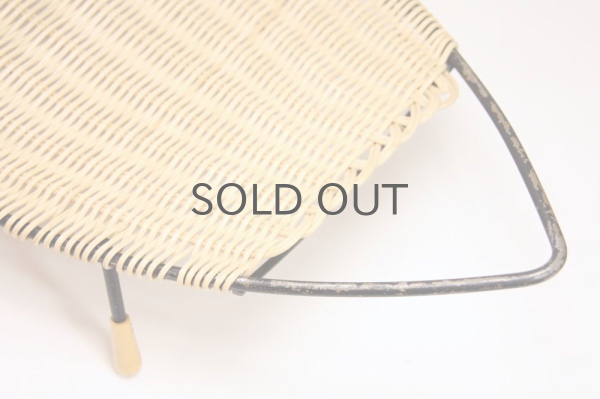 画像4: 北欧ビンテージインテリア雑貨/トレイバスケット/アイアン＆籐編み/No.2 (4)