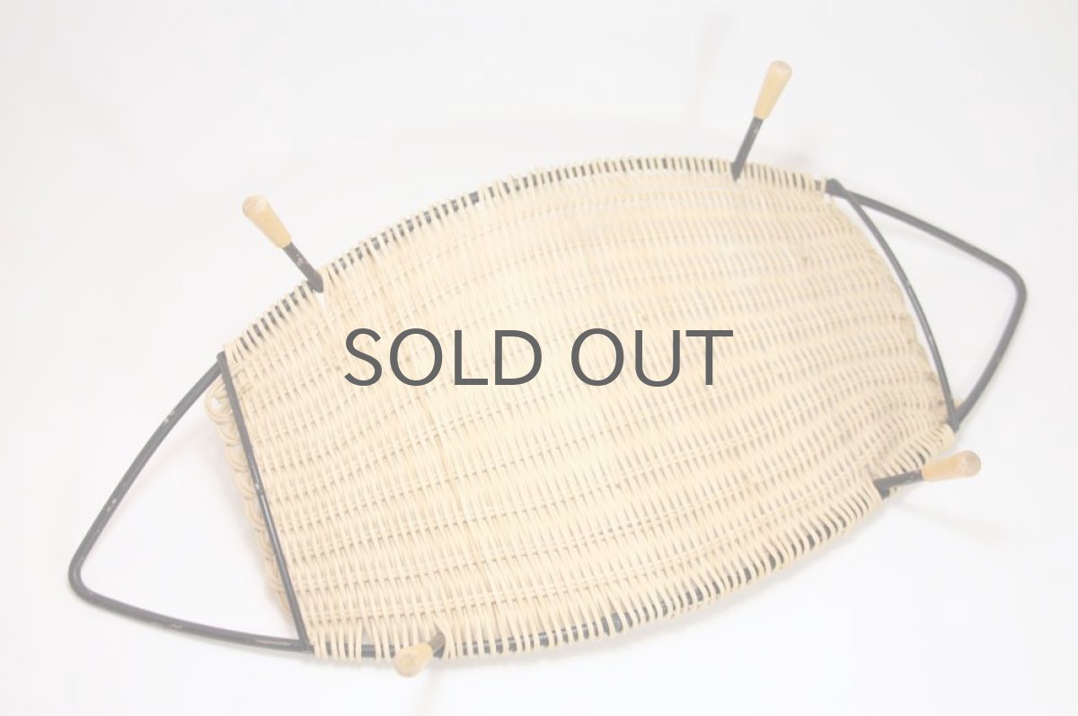 画像6: 北欧ビンテージインテリア雑貨/トレイバスケット/アイアン＆籐編み/No.2 (6)