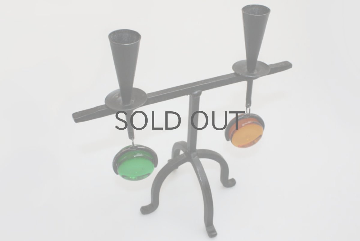 画像2: ヴィンテージキャンドルホルダー 2色ガラス (2)