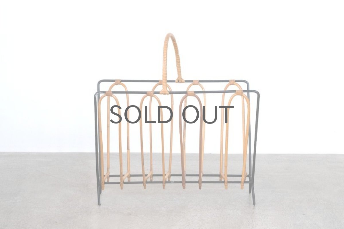 画像5: 北欧ビンテージインテリア/デンマーク/マガジンラック/アイアン＆ラタン (5)