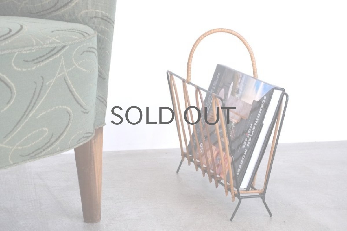 画像8: 北欧ビンテージインテリア/デンマーク/マガジンラック/アイアン＆ラタン (8)