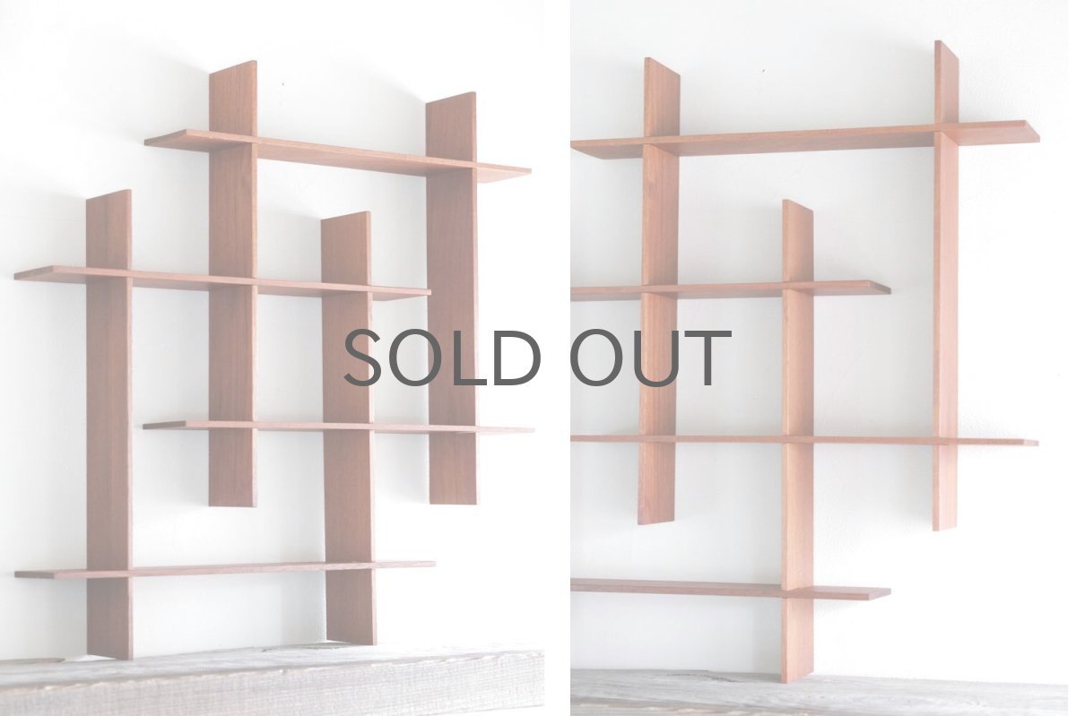 画像3: 北欧ビンテージインテリア雑貨/チーク/壁掛け飾り棚/スクエアー  (3)