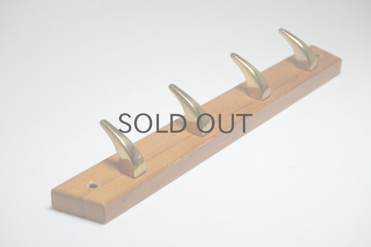 画像2: ビンテージインテリア北欧雑貨/スウェーデン/HAFA/真ちゅう✕チークフック/30cm (2)