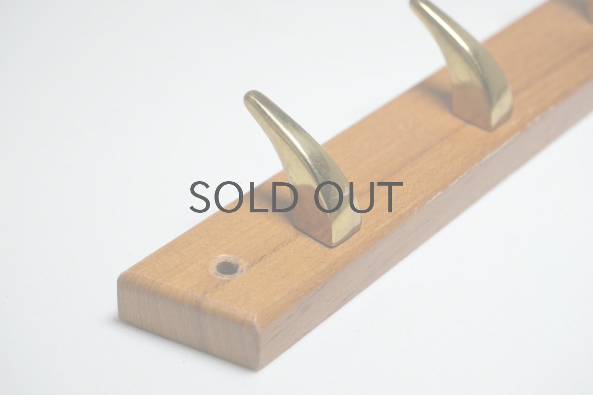 画像3: ビンテージインテリア北欧雑貨/スウェーデン/HAFA/真ちゅう✕チークフック/30cm (3)