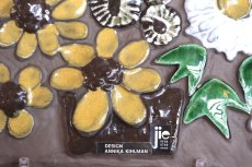 画像4: ビンテージ北欧雑貨/Jie gantofta/ジィガントフタ/Annika Kihlman/オリーブグリーンチューリップ/陶板の壁掛け (4)