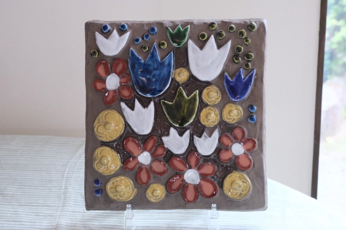 画像2: スウェーデン/Jie gantofta/ジィガントフタ/ホワイトチューリップ陶板/ホワイト (2)