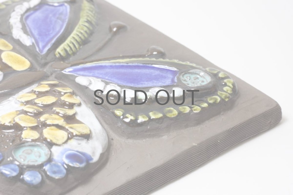 画像3: スウェーデン Jie gantofta ジィ ガントフタ 陶板の壁掛け 蝶 ブルー (3)