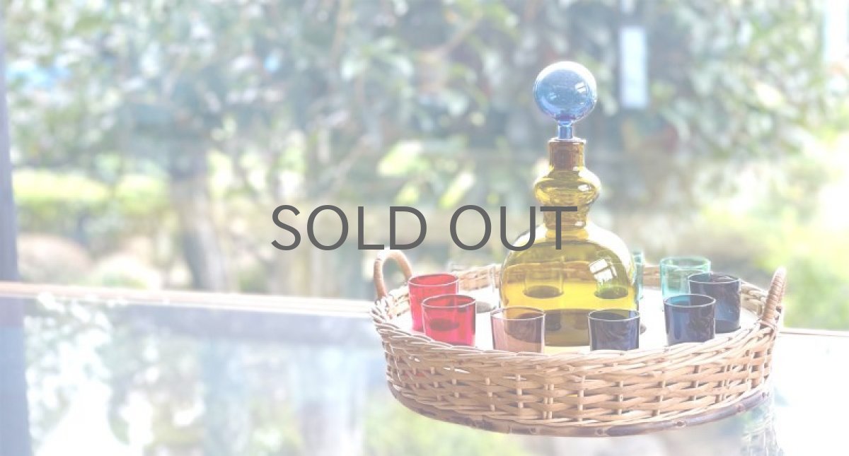 画像9: 北欧ビンテージガラス/Kaj Franck/カイ・フランク/デキャンタKF503＋ショットグラスKF1153セット＋ラタントレイ (9)